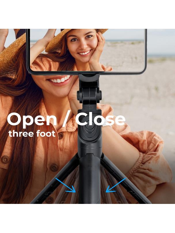 Uchwyt selfie z pilotem bezprzewodowym tripod z lusterkiem SSTR-11 czarny