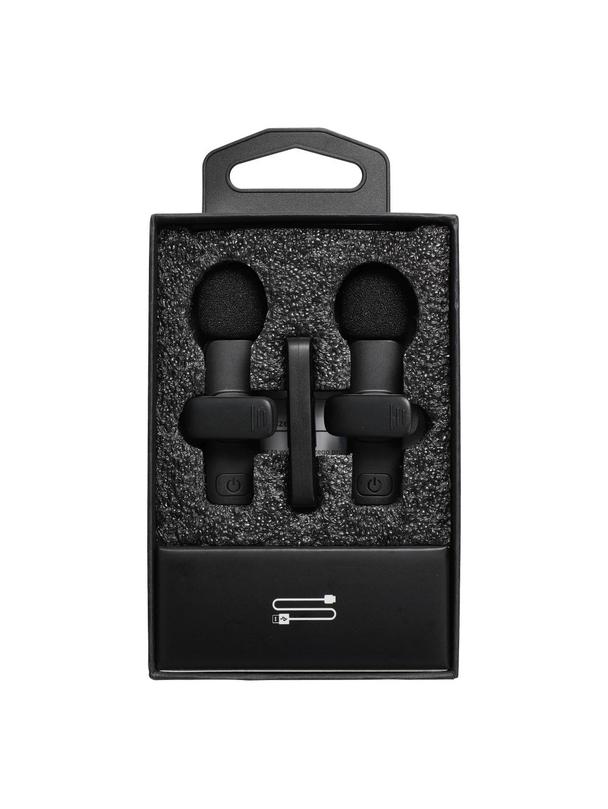 Mikrofon krawatowy bezprzewodowy Typ C podwójny (2 w zestawie) K1 czarny