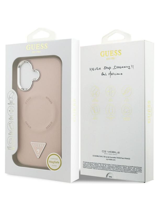 GUESS futerał do IPHONE 17 kompatybilny z MagSafe GUHMP17SPSDTSCMP (PU W/ Triangle Logo) różowy