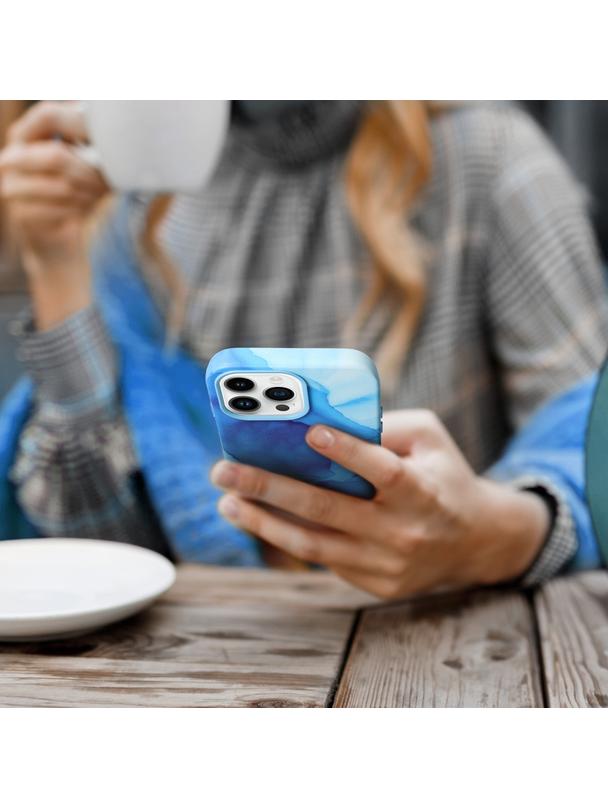 Futerał LEATHER MAG COVER kompatybilny z MagSafe do IPHONE 13 Pro Max blue splash