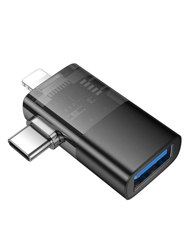 Adapter OTG 2w1 Lightning / USB C do USB A Hoco UA36E czarny