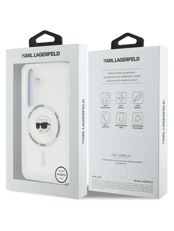 KARL LAGERFELD futerał do SAMSUNG S25 KLHMS25SHLSKIH (Magnetic IML Metal K. Heads) biały