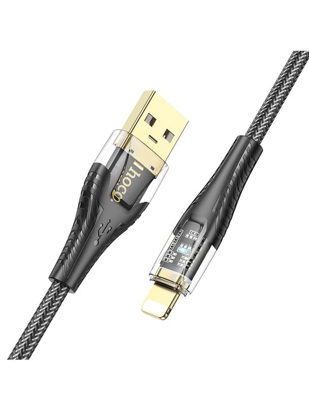 Kabel USB A do Lightning Hoco 2,4A 1,2 m U121 czarny transparentny