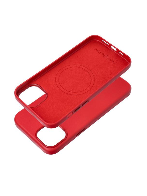 Futerał LEATHER MAG COVER kompatybilny z MagSafe do IPHONE 15 Plus czerwony