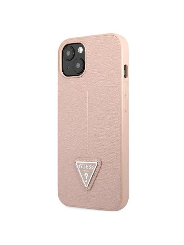 GUESS futerał do IPHONE 13 / 14 / 15 GUHCP14SPSATLP (SaffianoTriangle Logo) różowy