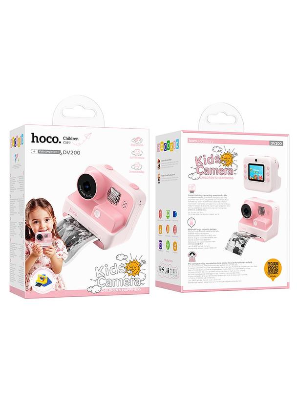 Aparat cyfrowy dla dzieci z drukarką Hoco 1MP 2,0" HD Ready DV200 różowy