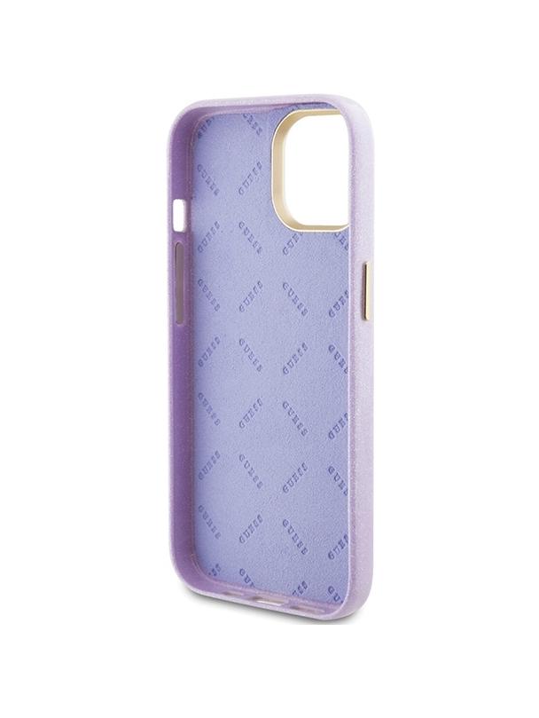GUESS futerał do IPHONE 13 / 14 / 15 GUHCP15SPGMCSL (Glitter Glossy Script) liliowy