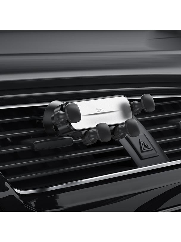 Uchwyt na telefon do samochodu grawitacyjny Hoco do kratki CA102 czarno srebrny