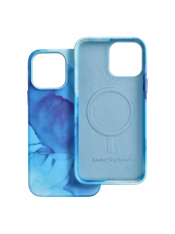Futerał LEATHER MAG COVER kompatybilny z MagSafe do IPHONE 13 Pro Max blue splash
