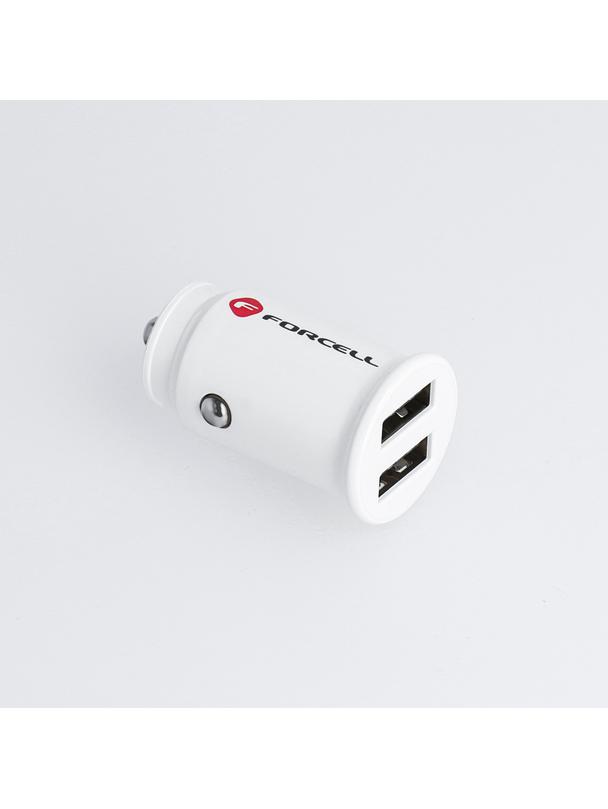 FORCELL ładowarka samochodowa Mini 2xUSB 3,1A biała CC-SJ02