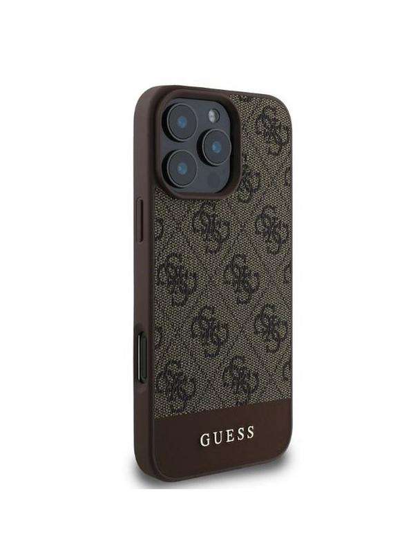 GUESS futerał do IPHONE 16 Pro GUHCP16LG4GLBR (PC/TPU 4G PU Bottom Stripe) brązowy