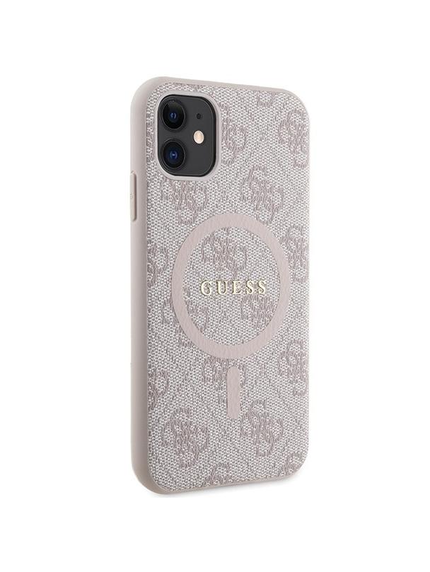GUESS futerał do IPHONE 11 kompatybliny z MagSafe GUHMN61G4GFRP (4G Ring classic logo) różowy