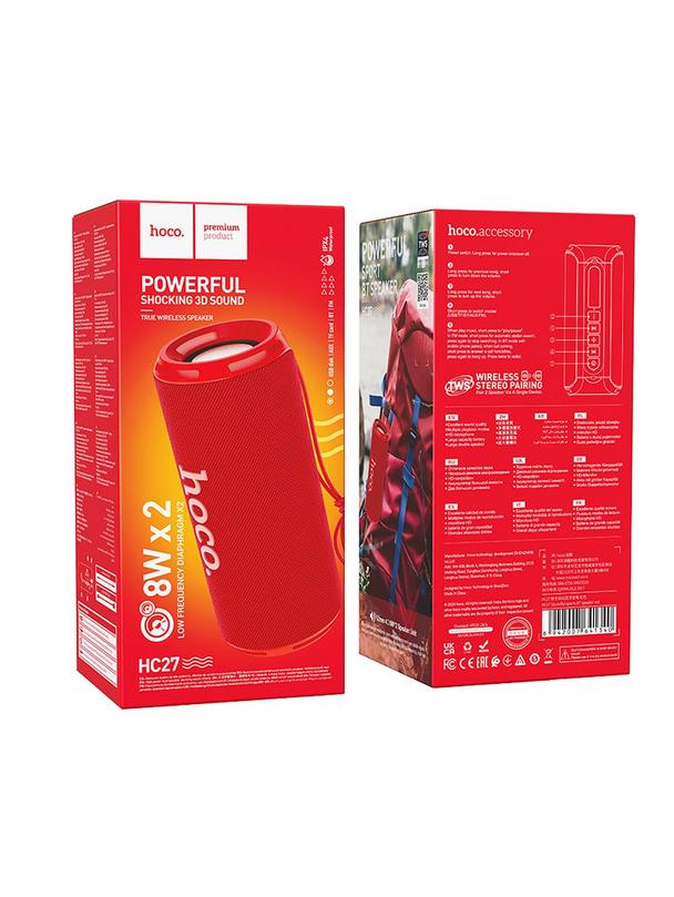 EOL Głośnik bluetooth 2 x 8W 2h Hoco HC27 czerwony