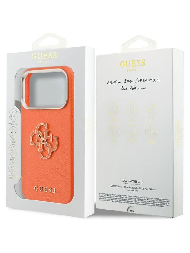 GUESS futerał do IPHONE 17 Pro GUHCP17L5PS4RGGO (PU FW Resin Logo) pomarańczowy