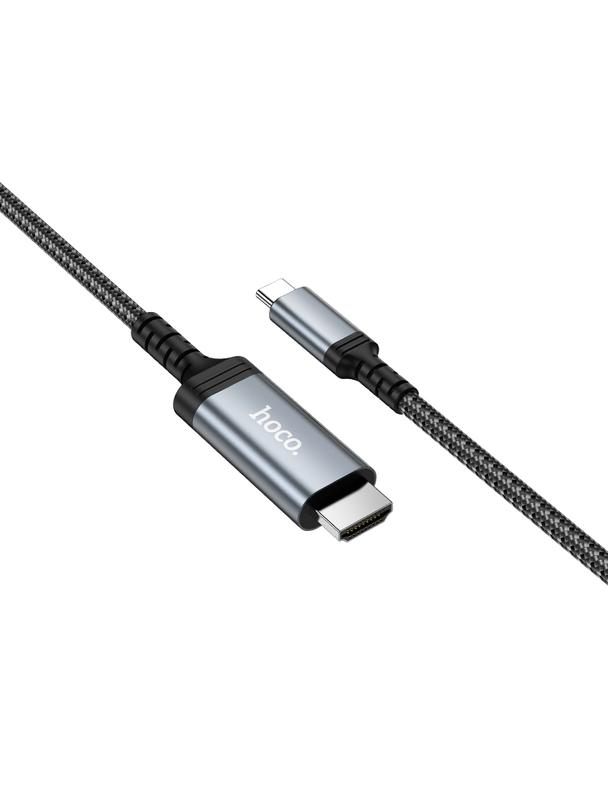 Kabel USB C do HDMI Hoco 4K 30Hz 2 m UA43 stalowy szary