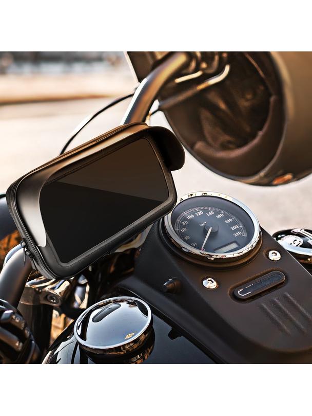 Uchwyt motocyklowy na zamek wodoodporny z daszkiem ( 4,8" - 5,5" ) czarny