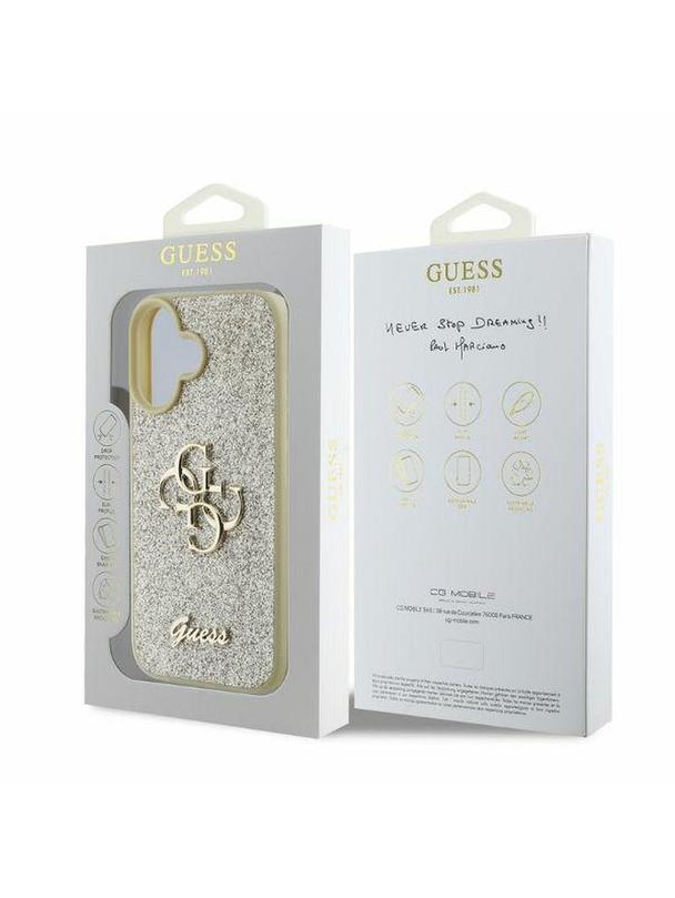 GUESS futerał do IPHONE 16 GUHCP16SHG4SGD (Fixed Glitter Big 4G) złoty