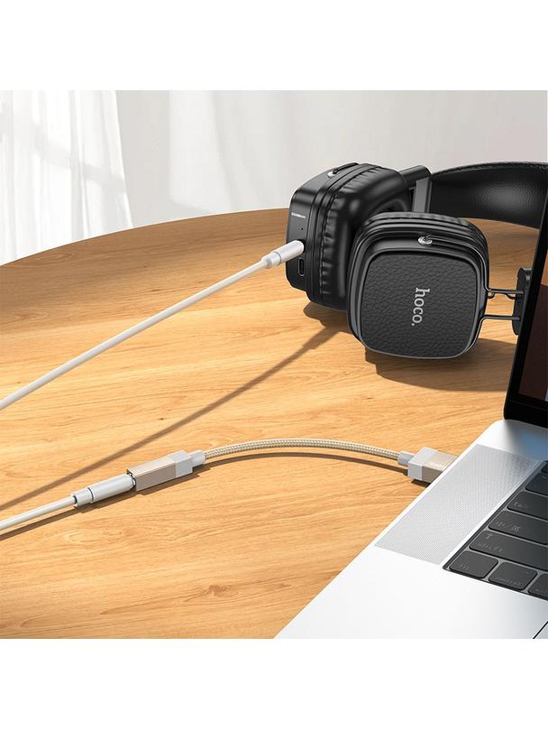Adapter AUX USB A (męski) do Jack 3,5 mm (żeński) Hoco UPA32D złoty