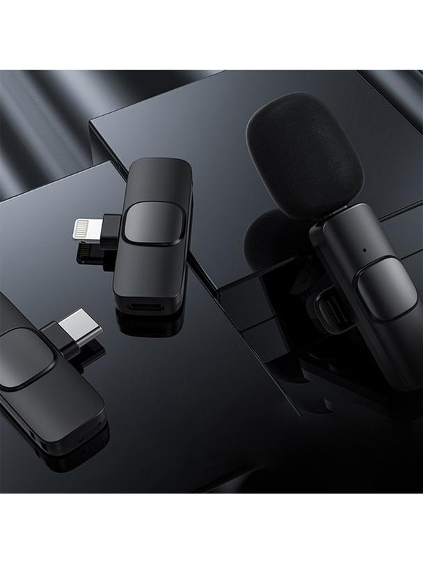 Mikrofon krawatowy bezprzewodowy Typ C podwójny (2 w zestawie) K1 czarny