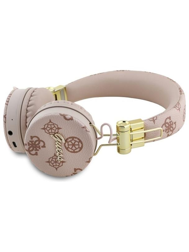 GUESS słuchawki bezprzewodowe bluetooth nagłowne ENC GUBH70EPOSMW (PU 4G Peony Script Round Shape) brązowe