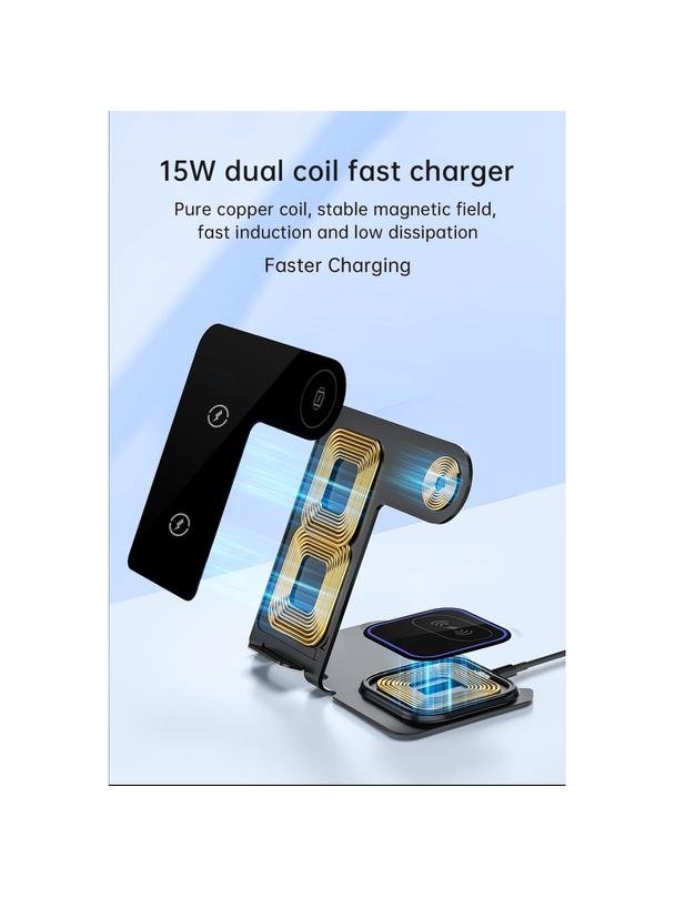 VEGER ładowarka indukcyjna 3w1 Qi 20W Y9 szara