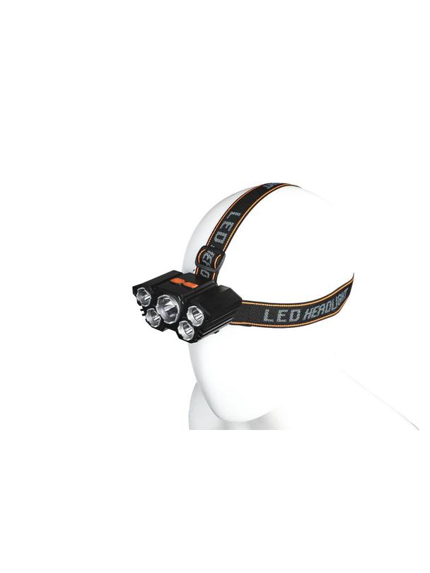 Latarka czołowa LED 5 diod IPX4 czarna