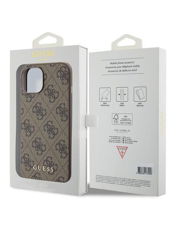 GUESS futerał do IPHONE 15 GUHCP15SG4GFBR (4G Metal Logo) brązowy