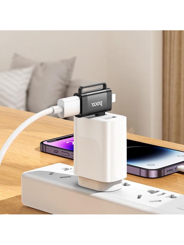 Adapter OTG 2w1 USB C / Lightning do USB A Hoco UA31F czarny