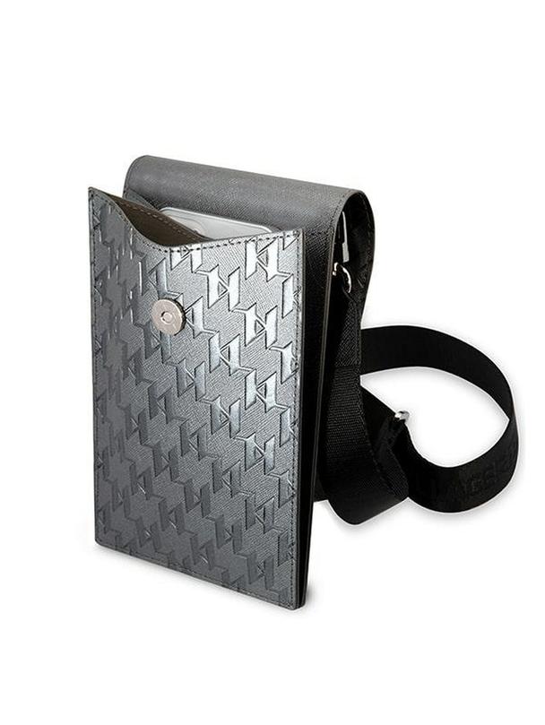 KARL LAGERFELD torebka uniwersalna na telefon KLWBSAMIPG (Monogram Ikonik Path) srebrny