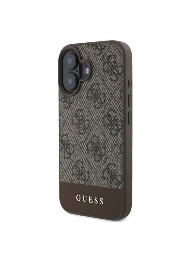 GUESS futerał do IPHONE 16 GUHCP16SG4GLBR (PC/TPU 4G PU Bottom Stripe) brązowy