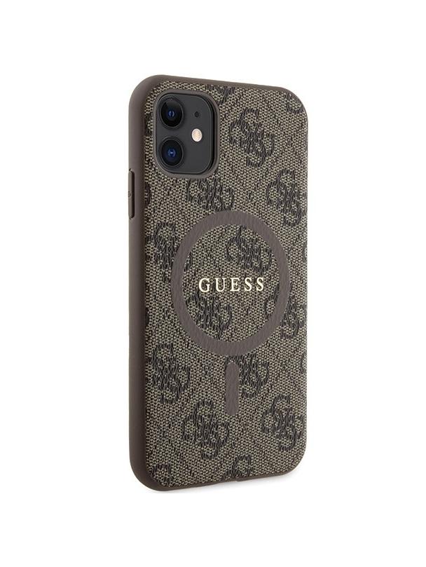 GUESS futerał do IPHONE 11 kompatybliny z MagSafe GUHMN61G4GFRW (4G Ring classic logo) brązowy
