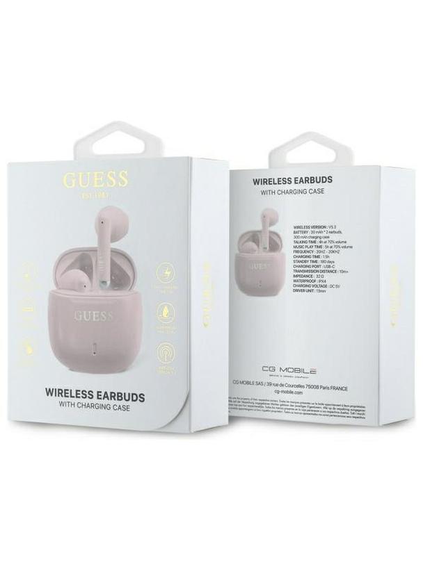 GUESS słuchawki bezprzewodowe bluetooth TWS GUTWSJ14ESGP (Printed Classic Logo) różowe