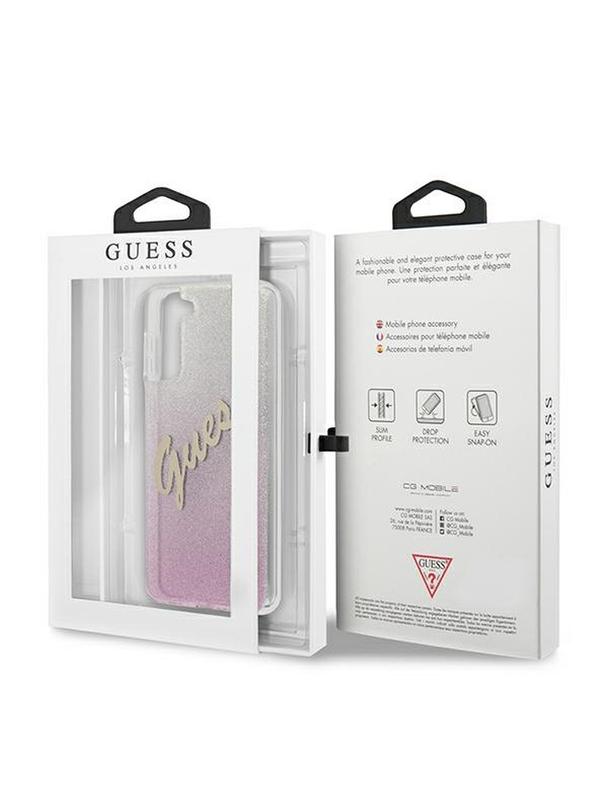 GUESS futerał do SAMSUNG S21 Plus GUHCS21MPCUGLSPI (Glitter Gradient Script) różowy