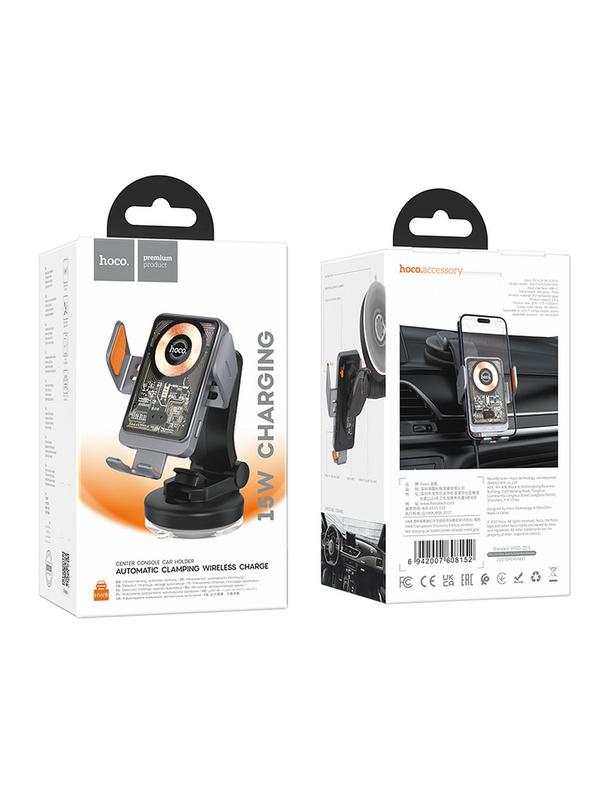 Uchwyt na telefon do samochodu indukcyjny Hoco 15 W do szyby / deski HW8 czarny