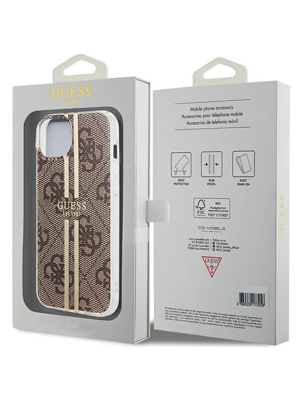 GUESS futerał do IPHONE 15 Plus GUHCP15MH4PSEGW (4G Gold  Stripe) brązowy