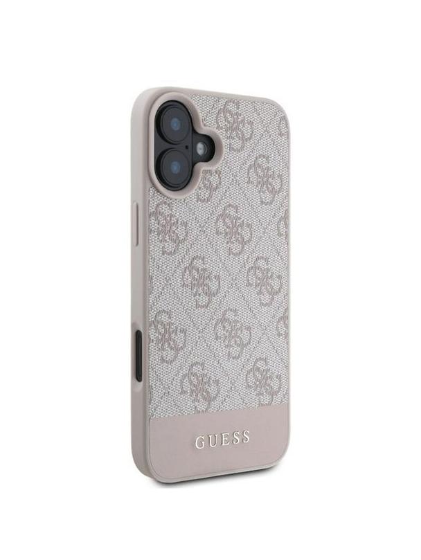 GUESS futerał do IPHONE 16 GUHCP16SG4GLPI (4G PU Bottom Stripe) różowy