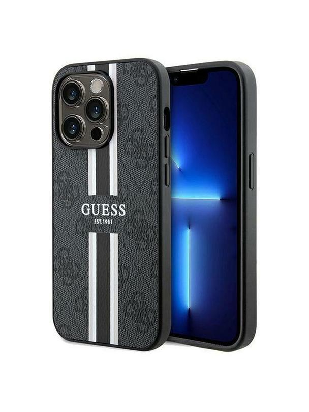GUESS futerał do IPHONE 15 Pro kompatybilny z MagSafe GUHMP15LP4RPSK (4G Printed Stripes) czarny
