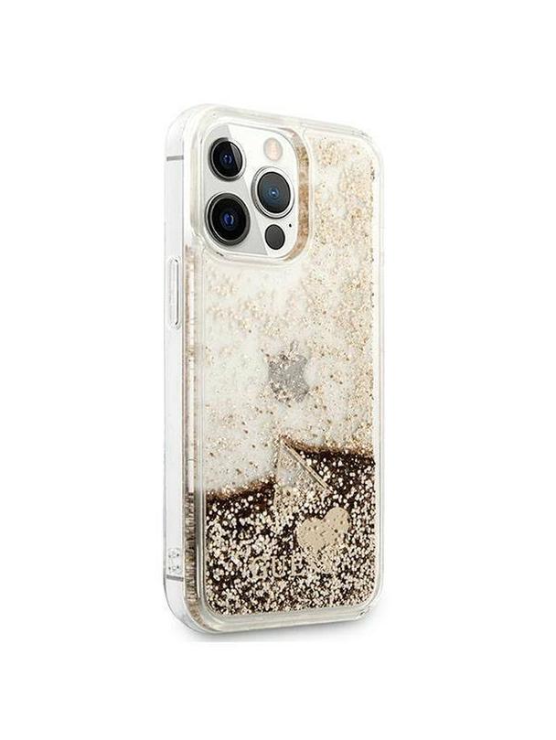 GUESS futerał do IPHONE 14 Pro GUOHCP14LGLHFLGO (Liquide Glitter Charms) złoty