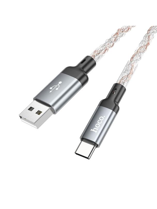 Kabel USB A do USB C Hoco 3A 1 m U112 szary