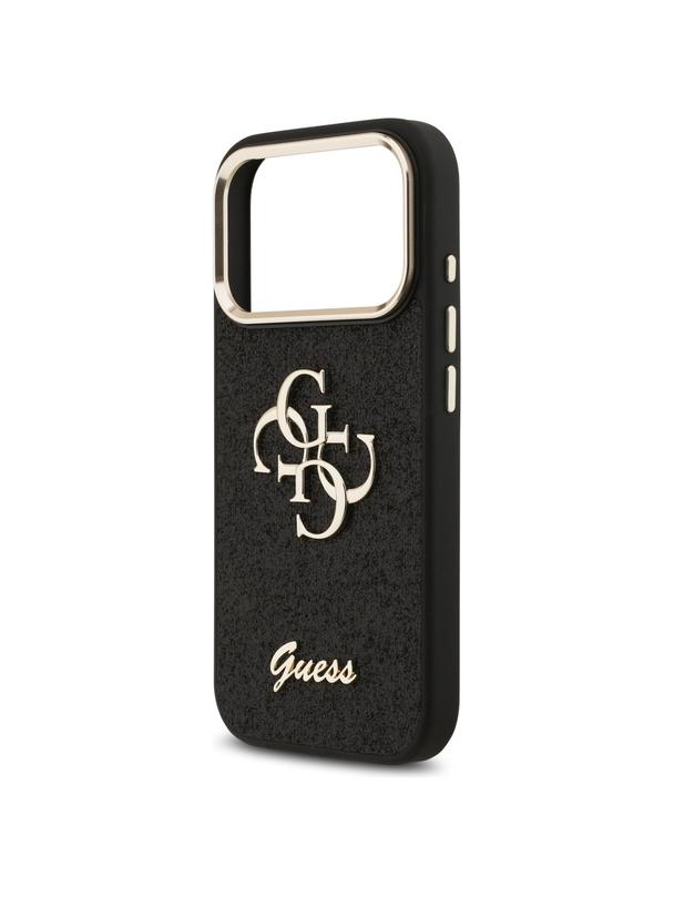 GUESS futerał do IPHONE 17 Pro GUHCP17LHG4SGCK (Fixed Glitter Big 4G Metal Frame) czarny