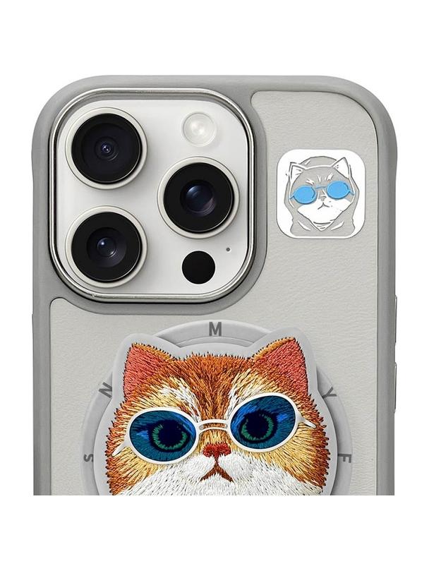 NIMMY futerał GLASSES COOL CAT kompatybilny z MagSafe do IPHONE 16 Pro szary