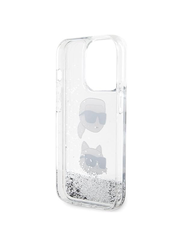 KARL LAGERFELD futerał do IPHONE 14 Pro KLHCP14LLDHKCNS (Liquid Glitter KC) biały