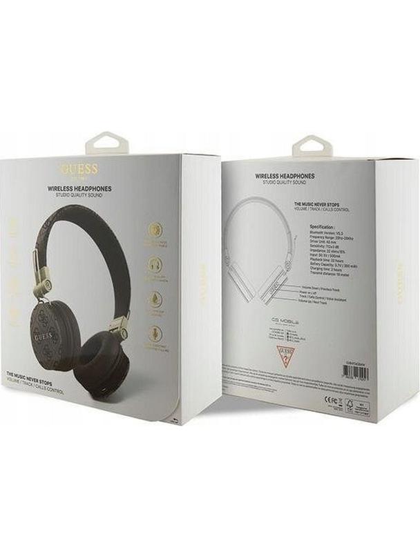 Słuchawki bezprzewodowe nauszne Guess Metal Logo GUBH704GEMW brązowe