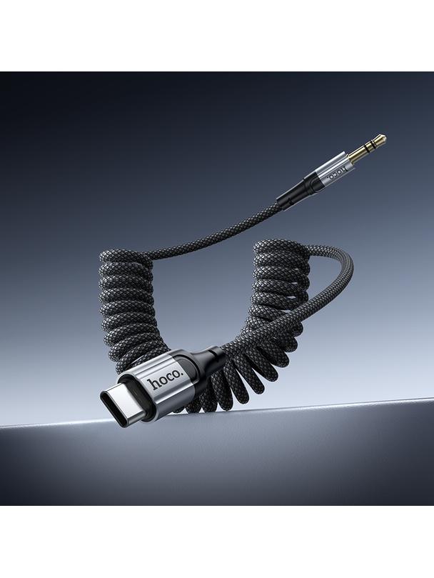 Kabel AUX Jack 3,5 mm do USB C Hoco 1,5 m UPA33B czarny
