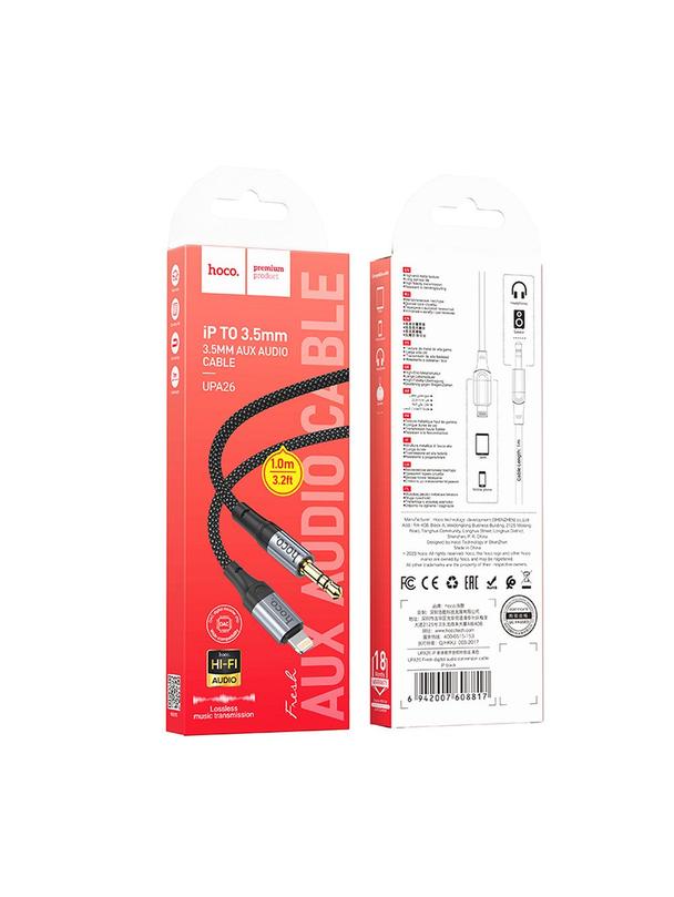 Kabel AUX Lightning do Jack 3,5 mm Hoco 1 m UPA26 czarny
