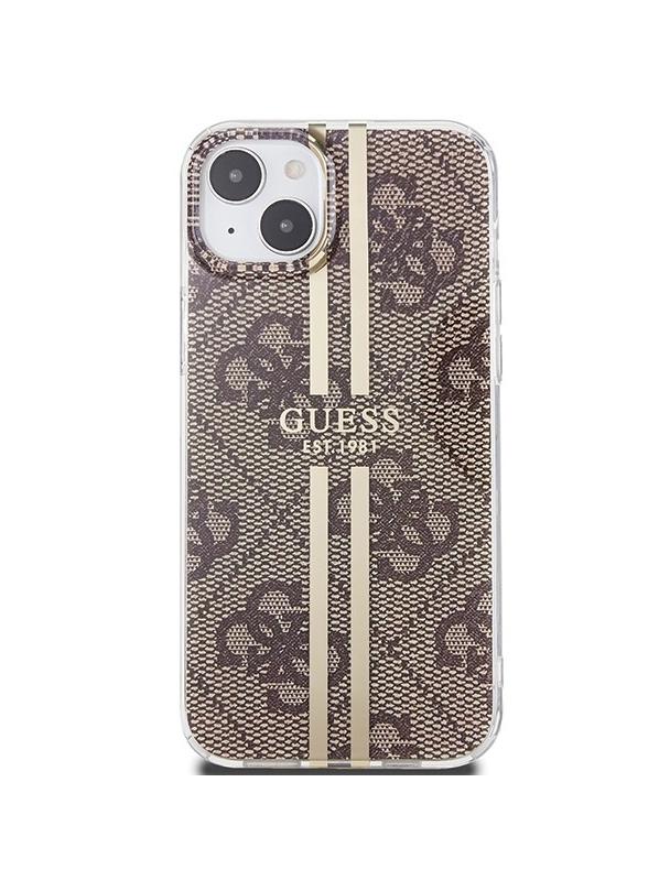 GUESS futerał do IPHONE 15 Plus GUHCP15MH4PSEGW (4G Gold  Stripe) brązowy