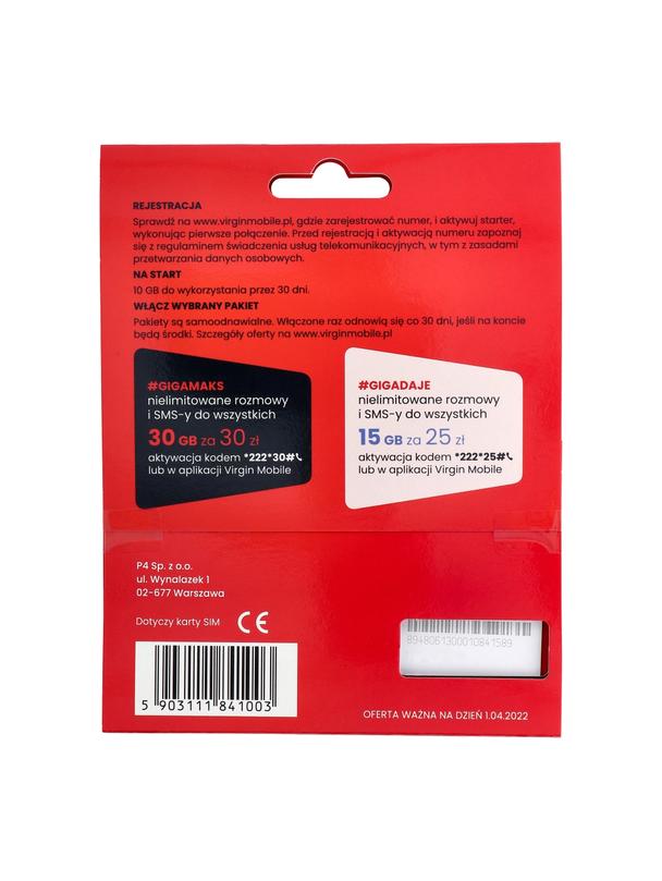 Karta Startowa Virgin 5