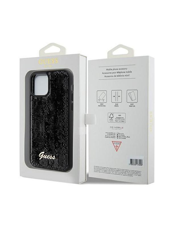 GUESS futerał do IPHONE 12 / 12 Pro GUHCP12MPSFDGSK (Sequin Script Metal) czarny