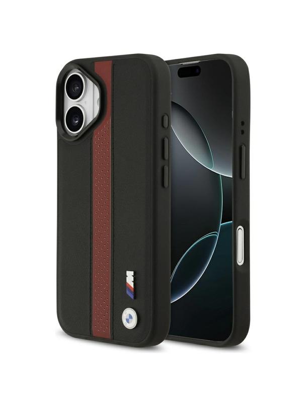 BMW futerał do IPHONE 17 kompatybilny z MagSafe BMHMP17S25PCPSKR (PU Perfotated Stripe Logo) red