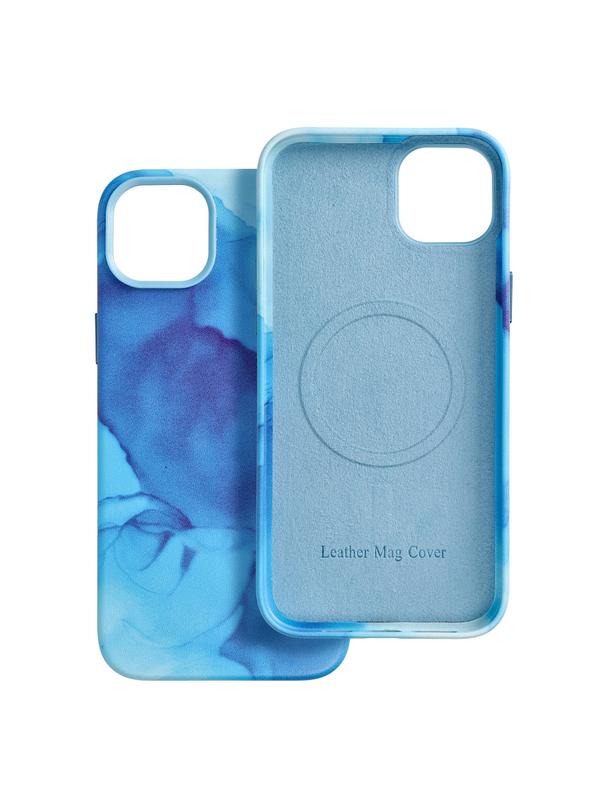 Futerał LEATHER MAG COVER kompatybilny z MagSafe do IPHONE 14 Plus blue splash